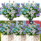DEMIUKO 9 Bündel Künstliche Blumen für Draußen Kunstblumen Outdoor Wetterfest Balkon Pflanzen Kunstpflanzen Seiden Fake Blumen Strauß für Hängende Balkonkasten Garten Fenster Innen Deko, Blau