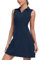 MoFiz Tenniskleid mit Hose Damen Ärmellos V-Ausschnitt Sommer Golf Sportkleider Freizeitkleider Polokleid mit Reißverschlusstaschen Blau EU M