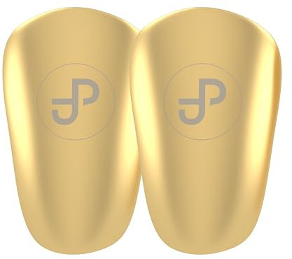 JDP Mini Schienbeinschoner, extra kleine Schienbeinschoner Fußball Herren, Anti-Rutsch Mini Schienbeinschoner Kinder Fussball, Fußball Schienbeinschoner klein 10x6 cm, Gold-Edition