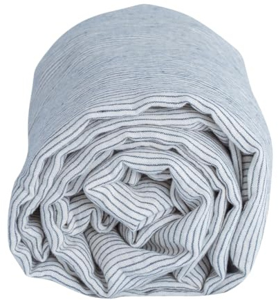 100% Natur Leinen Spannbettlaken - GOTS Zertifiziert - Spannbetttuch atmungsaktiv & temperaturregulierend, nachhaltig, weich, langlebig (Gestreift weiß schwarz, 200x200cm)