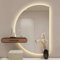 Zhoudong Specchio LED a mezzaluna, moderno specchio cosmetico per bagno, specchio da parete anti-appannamento con interruttore touch, specchio semicircolare illuminato da 130 cm (taglio destro, 110