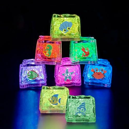 Lot de 8 glaçons lumineux à LED - Jouet de bain lumineux pour bébé - Jouet de bain pour bébé - Pour mariage, fête, club et bar