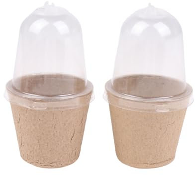 Ucuse Biologisch abbaubare Zellstoff-Torftöpfe mit transparenter PET-Abdeckung, Keimung, Anzuchttopf, Garten, Gewächshaus, Landwirtschaft, Pflanzzubehör, 5 Stück