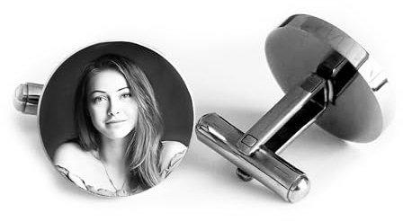 Contento | Manschettenknöpfe mit Gravur | Foto, Logo oder Text mit Laser graviert | Individuelles Geschenk für Männer, Hochzeit, Business & besondere Anlässe | Manschettenknöpfe 2 Stück, Rund