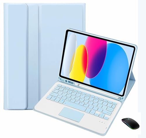 Etui Clavier pour Samsung Galaxy S10 FE+ Tablette 13.1 avec Souris rétro-éclairée 7 Couleurs, Slim Cover Clavier détachable Bluetooth Multi-Touch Trackpad avec Support pour Stylet S Pen