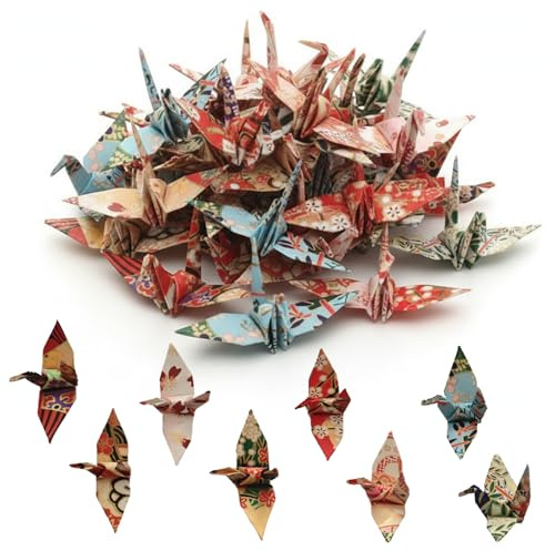 CZXCV 50 Stück Origami Papierkraniche, Handgefertigte Gefaltete Papierkraniche Bunt Farbig für Dekoration Bei Hochzeiten, Partys, Home Decor, Geschenkidee