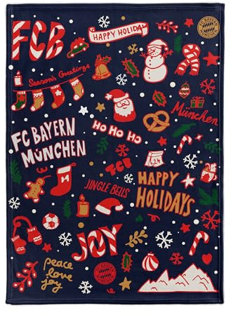 FC Bayern München I Kuscheldecke I Sofadecke Winter 150x200 cm I Fanwelt I Navy