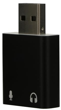 USB Externe Soundkarte 7.1 aus Aluminiumlegierung für PC | Plug And Play, Kopfhörer und Mikrofonanschluss, Schwarz, Treiberloser USB Audioadapter