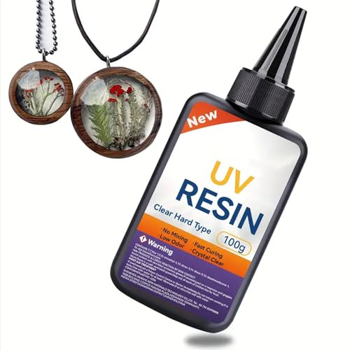 Candeon UV Harz Klar Set, 100g/200g/300g/500g Kristallklar Harter UV -Harz Kristallklares UV Kleber Transparent Epoxidharz, Schnell HäRtende UV Resin Hart Clear FüR Handwerk Schmuck Machen (100g)