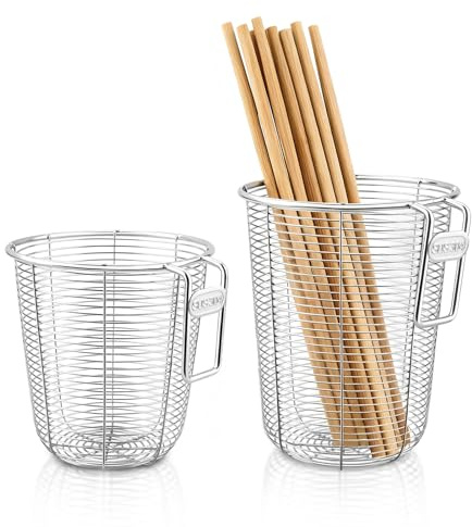 2 Pieces Stainless Steel Dishwasher Chopstick Holder, Rust-Resistant Utensil Drying Rack, Hanging Silverware Drainer Basket Cutlery Storage for Organizing Straws, Spoons, Small Kitchen Tools (Silver)