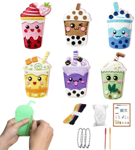 Kustimantu Basteln für Kinder - Herstellung von Tee mit Milch für Rucksack, Nähset für Mädchen, für Puppen, Homeschool-Aktivität, Lernen und Spielen