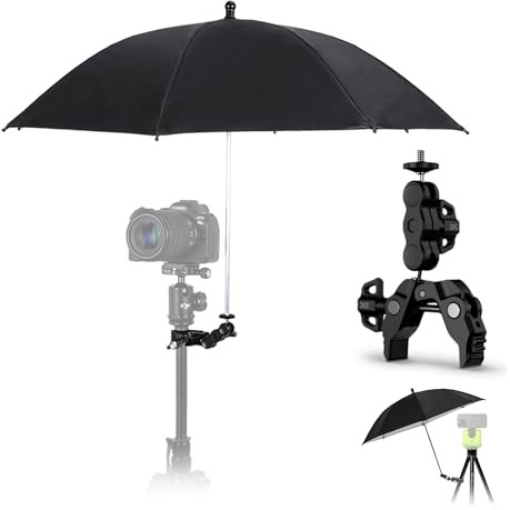 25'' Camera Umbrella with Super Clip Adjustable Tripod Umbrella Rain Cover | Protector Sunshade for A7V A7IV A7III A7II A7C A7M5 EOS R5 II III R6 Z6III Z8 XbotGo Outdoor Photography for Sun Rain Snow