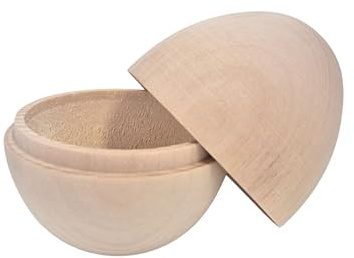 Wooden World - 5 x Träägg som öppnas, stabilt och hållbart - för gör-det-själv - 7 x 5,8 cm