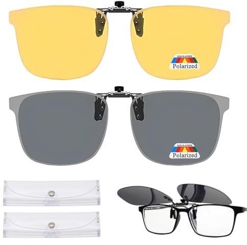 Eniyou 2 Pcs Sonnenbrillen Clip FüR Brille Clip On Sonnenbrille Zum Aufstecken Sonnenbrillen Aufsatz Brille Aufsteck Sonnenbrille für Damen Herren Geeignet für Autofahren, Laufen und Angeln