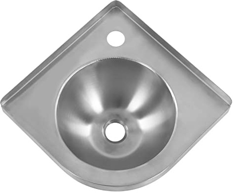 Qcwwy Fregadero de Lavabo Triangular de Esquina de Acero Inoxidable 304 con Diseño sin Costuras, Ideal para Casas Rodantes, Caravanas, Uso Compacto en Cocina y Baño, 12 X 12 X 5,1 Pulgadas