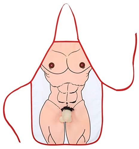 Out of the blue Unisex Küchenschürze, Männerkörper mit Plüsch-penis Sch rze, Beige, XL EU