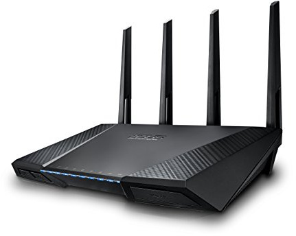 Asus RT-AC87U AC2400 Black Diamond Dual-Band Power WLAN Router (802.11 a/b/g/n/ac, Gigabit LAN/WAN, USB 3.0, Print FTP UPnP VPN Server, IPv6, SSID, AiRadar, Wave 2 Mu-Mimo)