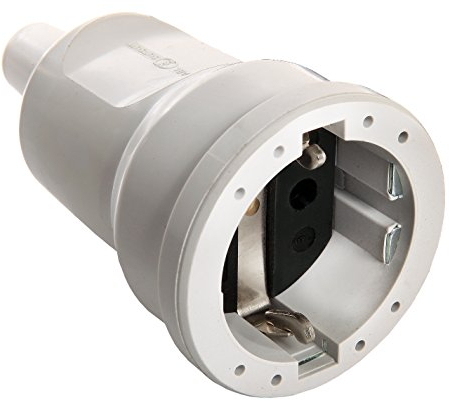 as - Schwabe PVC Kupplung - Schutzkontaktkupplung mit doppeltem Schutzkontakt - Anschluss Leitungen bis max. 1,5mm² - 230V - 16A - IP20 - Grau, 62223
