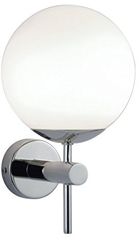 Lampenlux LED Wandlampe Wandleuchte Oxan Badlampe mit Glasschirm Chrom Weiß Kugellampe für Spiegel