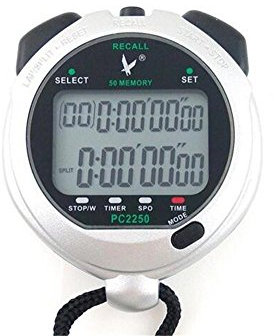 Cuzit Digitale Hand-Stoppuhr PC2250, großes 2-reihiges Display, 50 Dual-Split-Schwimm-Stoppuhr, Sport-Timer