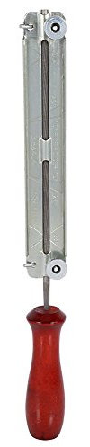 Steel Chain Saw Sharpening File Set Round Gauge File Handle Chainsaw Tool File Holder Round Chain Sharpener with Wooden Handle for Woodwork Chain Saw Filing Guide Holder(4.8mm)