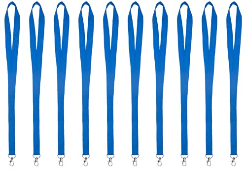 Karteo Schlüsselband mit Karabiner hellblau [10 Stück] Lanyard Schlüsselbänder unbedruckt für Kartenhüllen Ausweise Zugangskarten