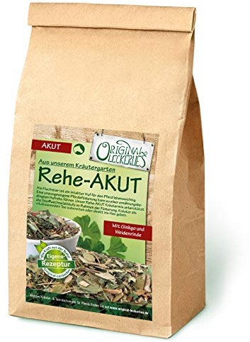 Original-Leckerlies: Rehe-AKUT-Kräutermix, 500g Pferdekräuter, Kräuter für Pferde, Pferdefutter, Futterergänzung, Naturprodukt für Pferde