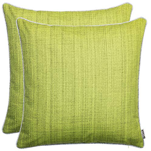 Brandsseller 2er Set Outdoor Kissen 45x45 cm – Wetterfeste Zierkissen mit Paspel in Leinenoptik – Wasserabweisende Gartenkissen & Dekokissen für draußen – Sofakissen für Balkon & Terrasse - Grün