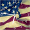 Wallario Design-Wanduhr Amerikanische Flagge im Wind aus Glas, Motiv-Uhr Größe 20 x 20 cm, weiße Zeiger
