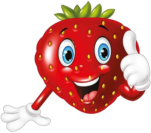 kleberio Aufkleber Sticker Erdbeere Obst Sticker für Kinder selbstklebend Autoaufkleber Bild Dekoration Set Car Motorradhelm Caravan Wohnwagen 11 x 10 cm