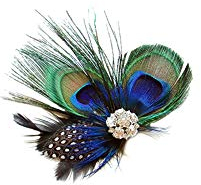 Snner Mädchen Arbeiten Pfau-Feder-Haar-Klipp-Feder-Haar-Pins Hochzeit Feder Fascinator für Frauen & Mädchen