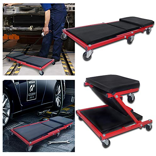 UISEBRT Werkstatt Rollbrett kfz 2 in 1 Werkstattliege Montageliege - Montagerollbrett Montageliege 360° Lenkrollen bis 150 kg