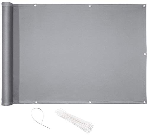 CelinaSun Brise-Vue Balcon 0,75 x 6 m PES Polyester Gris Clair Brise-Vue pour Balcon paravent bâche Jardin Balcon œillets Serre-câbles imprégné