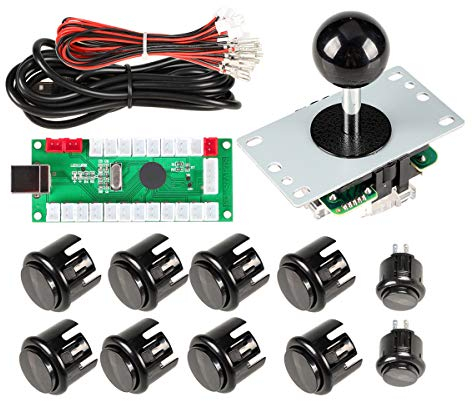 EG STARTS 1 Jugador Arcade DIY Kit Codificador USB a PC Arcade Joystick Botones para USB MAME Juego de PC DIY y Raspberry Pi Retro Controller Parts (Negro)