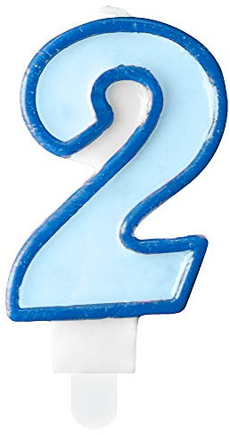 Geburtstagskerze Zahl 2 in Blau 7cm Kuchenkerzen