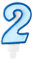 Geburtstagskerze Zahl 2 in Blau 7cm Kuchenkerzen