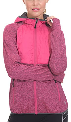Little Donkey Andy Damen Laufjacke Sportjacke Langarm Leicht Atmungsaktive Hybridjacke mit Taschen Daumenloch Rose Heide S