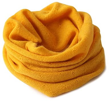 Prettystern Damen Loop Schal 100% Kaschmir-Wolle Strick-Schal Winter Cashmere warm Schlauch-Schal Rundschal Halstuch Gelb