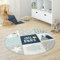 Paco Home Kinderteppich Teppich Rund Kinderzimmer Spielmatte Babymatte rutschfest Stern Mond Elefant Regenbogen, Grösse:Ø 120 cm Rund, Farbe:Blau