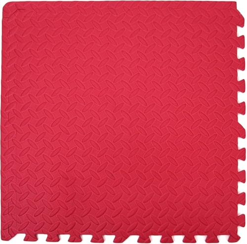 Easimat Red Interlocking Gym Yoga Exercise Mat, EVA Soft Foam, 60x60x10cm, 1 Mat, Play Floor Tiles, Hand Wash Only
