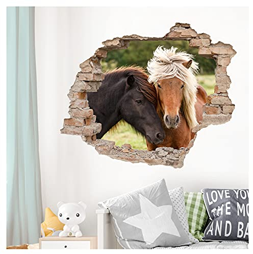 Little Deco 3D Wandtattoo Wandsticker Kinderzimmer Pferd Horse Wandaufkleber Spielzimmer Wanddeko Schlafzimmer Wandbild Loch in der Wand Kleinkind Poster DL632