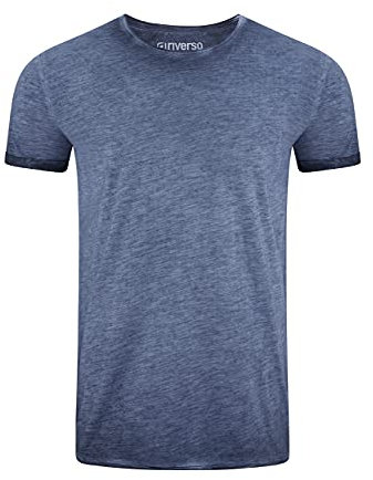 riverso Herren Basic T-Shirt RIVMatteo Rundhals Tee Regular Fit Kurzarm Einfarbig 100% Baumwolle Blau M, Größe:M, Farbe:Dark Blue (19400)