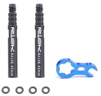 Pack of 2 pcs Bike Bicycle Tubeless Presta Valve Extender Extension with Core Wrench, 45mm 80mm (integrated-45mm)