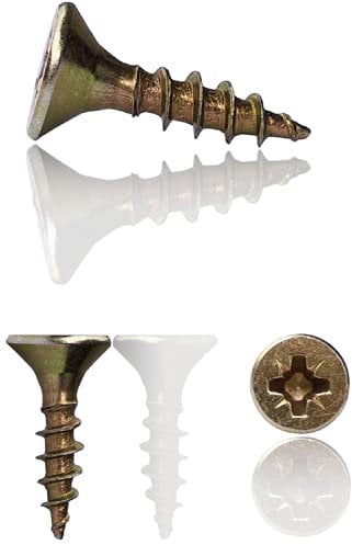 M4 Wood Screws Zinc Plated Yellow Long Full Thread Self-Tapping 0.5 inch (0.16 x 0.63) 4.0 x 16mm Box of 100pcs