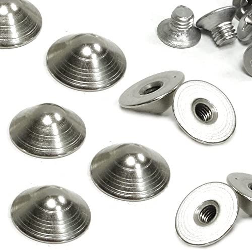 10 Stück Spitznieten 4mm (Round Stripes) - Stahl Schraubnieten Killernieten Spikenieten Ziernieten Nieten Farbe silber, Style Punk Gothic Rock für DIY Leder Schmuck und Kleidung zum verzieren
