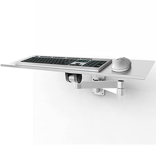 RONVEI Wall Mount Keyboard Arm,Keyboard/mouse arm mount tray,Adjustable Keyboard Platform silver be flexible Industrial shelf,2 arm40cm
