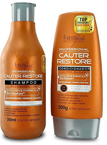Kit Forever Liss Shampoo and Conditioner Cauter Restore Cauterization Capillary