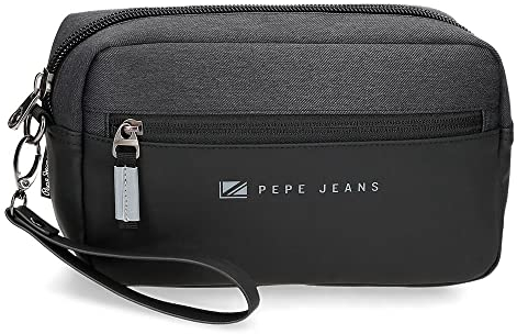 Pepe Jeans Jarvis Bolso de Mano Negro 24,5x15x6 cms Poliéster con detalles en Piel Sintética