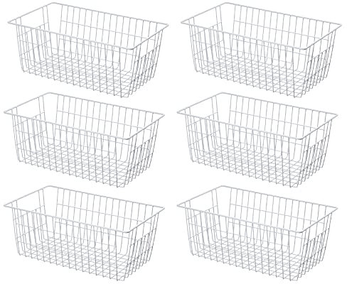 SANNO Canastas de alambre de alambre para congelador, despensa, cesta de almacenamiento de alambre de metal de granja para congelador, cesta de almacenamiento de alambre para cocina, despensa, juego