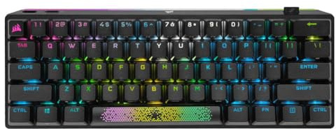 Corsair K70 Pro Mini Teclado inalámbrico RGB 60% mecánico para Juegos (Sub-1 ms más rápido, interruptores de Teclas Intercambiables Cherry MX Speed, Marco de Aluminio, Teclas de Doble Disparo PBT)